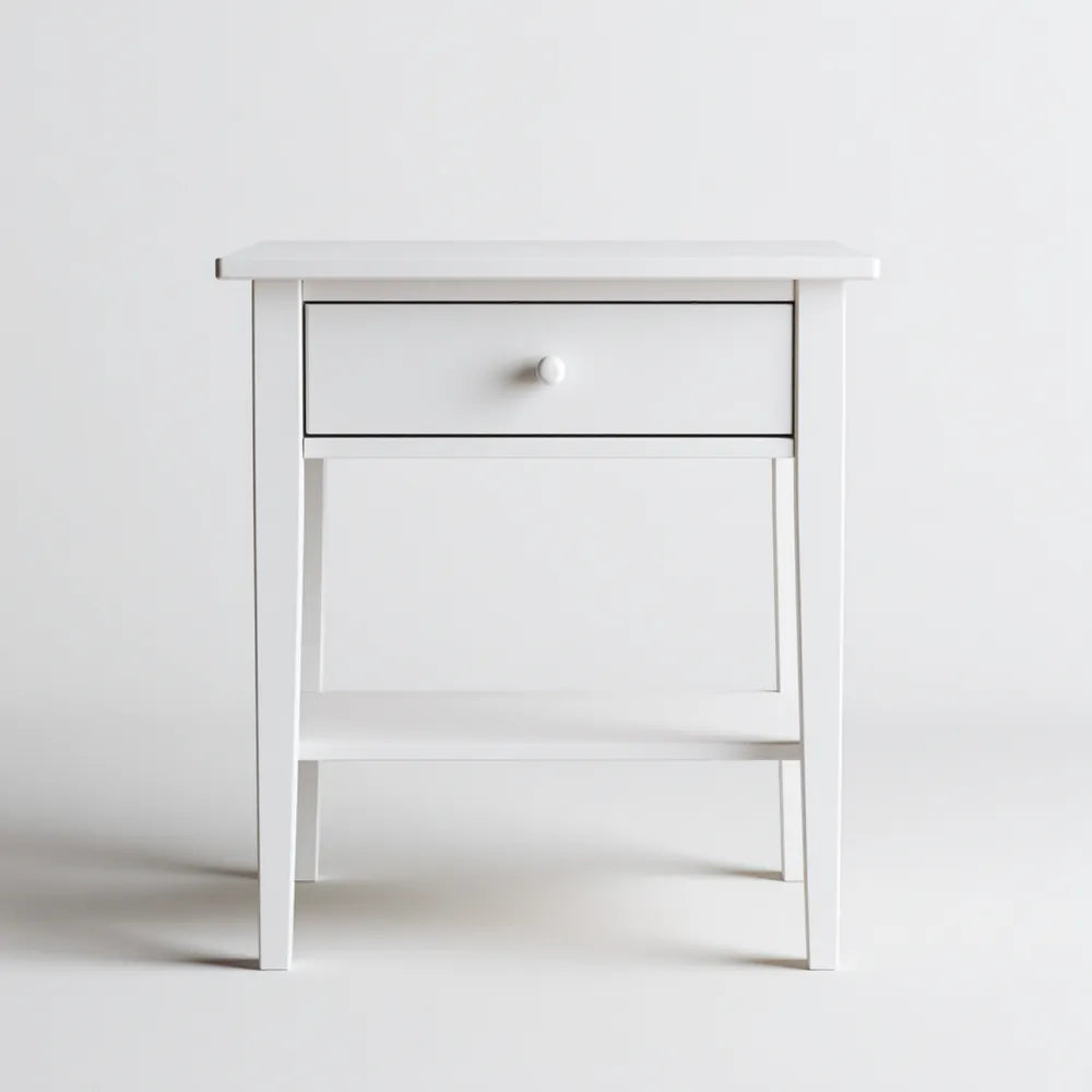 Bedside Table Wood 45x35x55 cm - White - Minimalist Design
