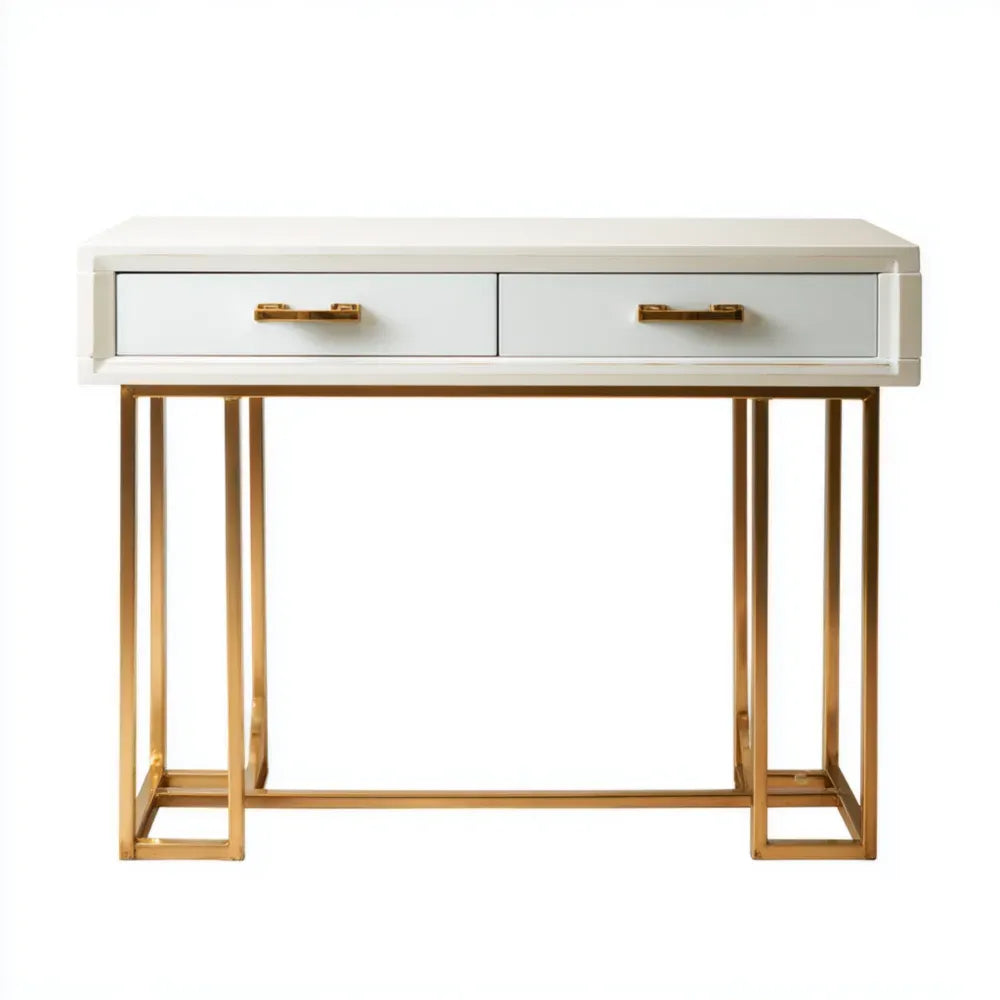 Console Table 120x40x78 cm - White/Gold - Modern Design