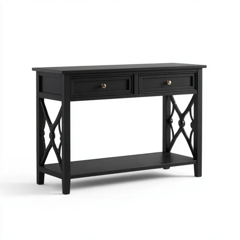 Console Table Wood 120x40x80 cm - Black - Classic Design