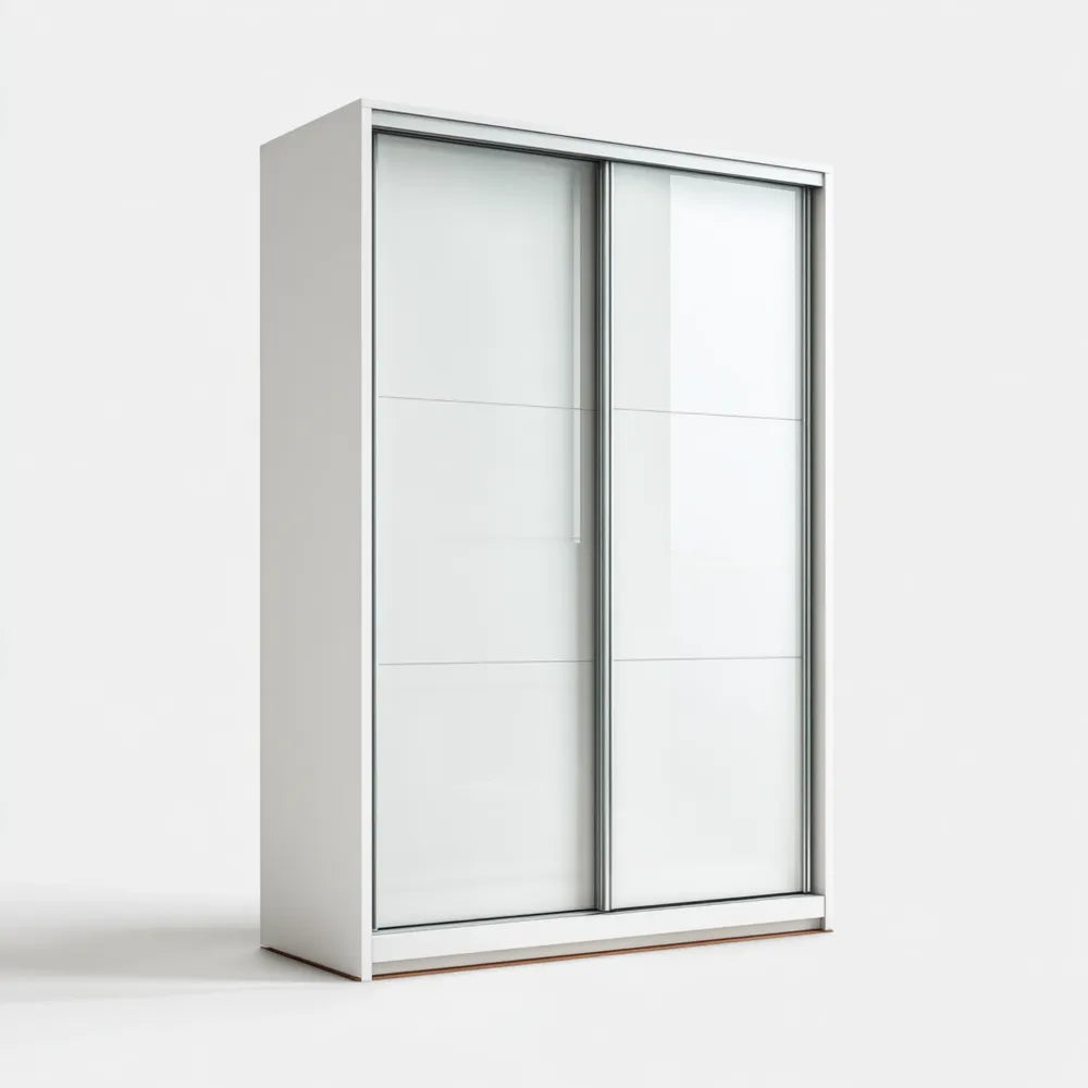 Sliding Door Wardrobe 200x60x210 cm - White - Contemporary Design
