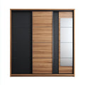 Sliding Door Wardrobe Wood and Glass 180x60x200 cm - Black/Wood - Modern Design