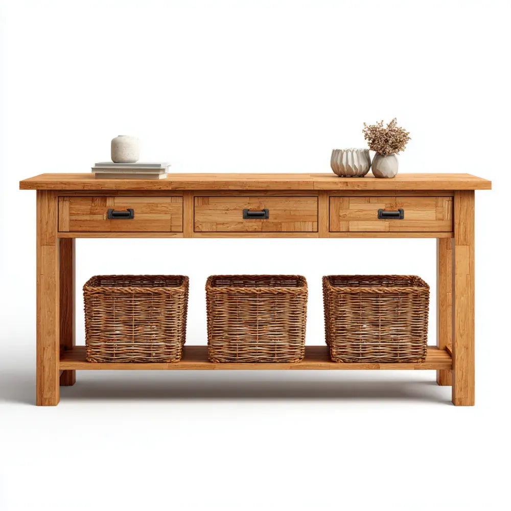 Console Table Wood 120x40x80 cm ¨C Brown ¨C Rustic Style