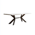 Dining Table 200x100x75 cm - White Top with Dark Wood Base - Contemporary Design