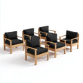 Outdoor Patio Lounge Chair Set - Acacia Wood with Cushions - 24x28x32 inches - Black - Modern Design
