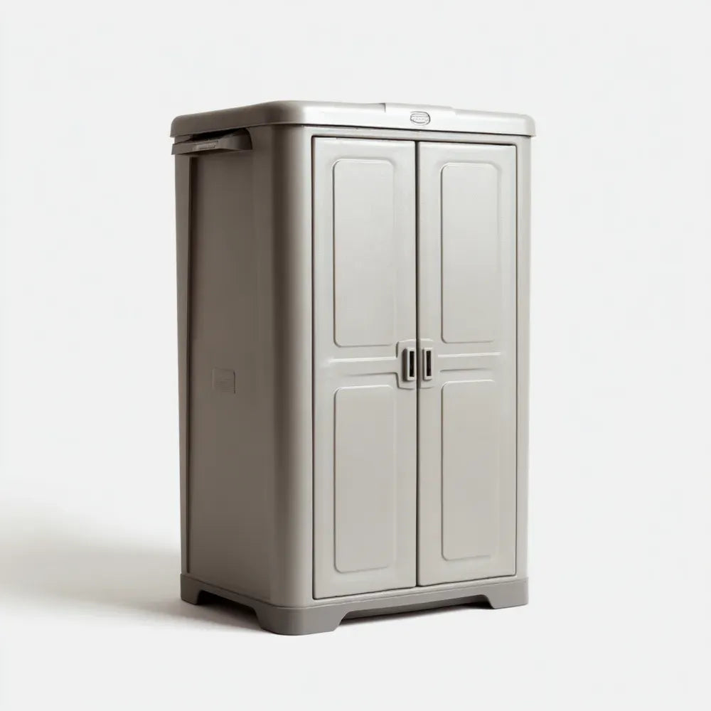 Outdoor Storage Cabinet 80x50x190 cm - Weather Resistant Plastic - Light Grey